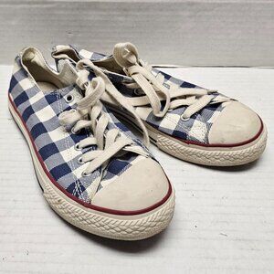 Youth Converse All Star Sneaker Lace Up Shoes Big Check Blue Beige 5 US 37.5 Y2K